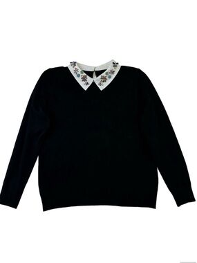 Crystal jewel collar knit top Large Multicoloured crystals